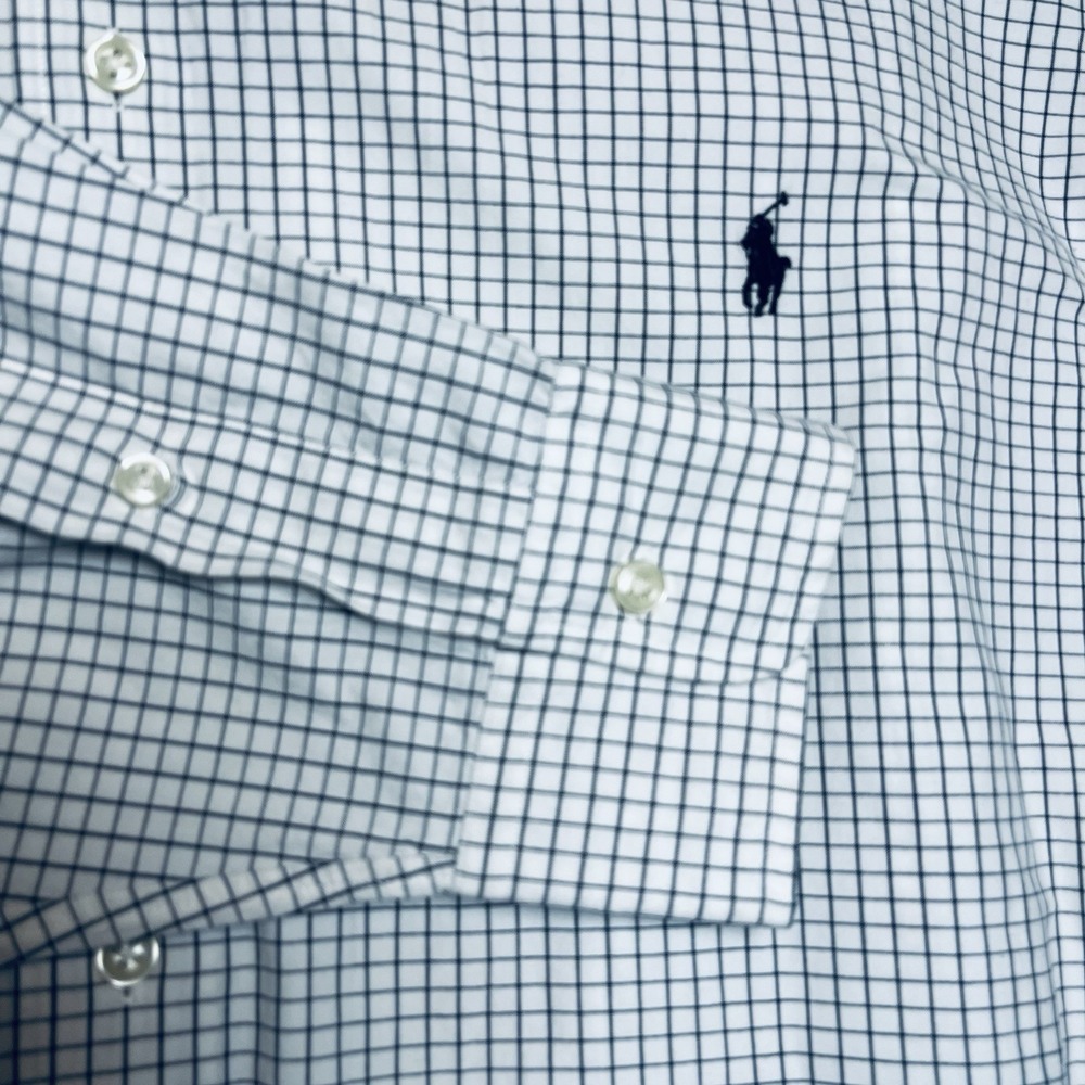 Polo Ralph Lauren Button Down Long Sleeve Blue White‎ Stripe Shirt Mens XXT